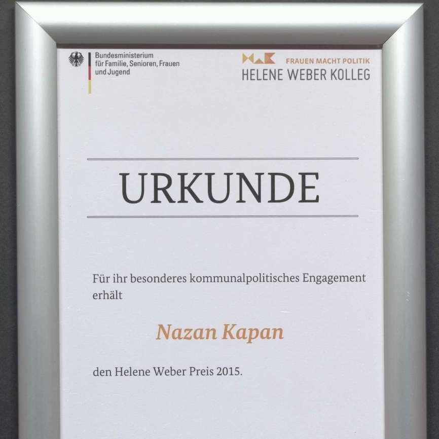 Urkunde Helene-Weber-Preis